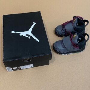 Jordan Gray and Black High-Top Bordeaux w/ purple laces come with original box